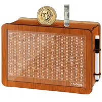 FSC-Certified Larger Brown Wooden Unisex Piggy Bank - Self-Assemble Transparent Acrylic Cash Box, Kakeibo Saving Tool with Counter, Dry Erase Pen, Math Educational Toy for Kids, Decor, $10,000 Savings Challenge Item for Back to School, Gift for Friends