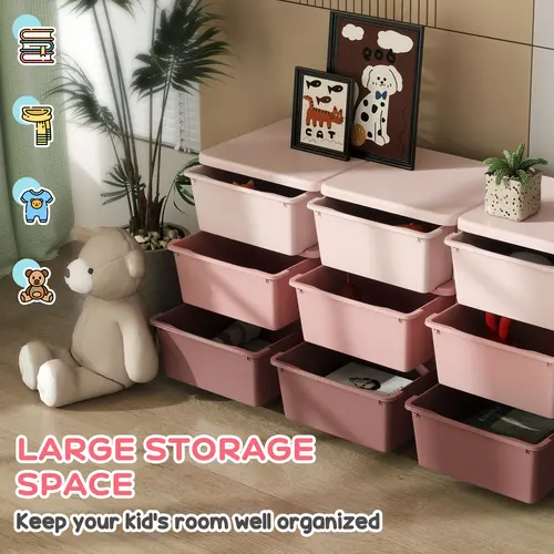 #tiktokshopbacktoschool Qaba 3 Tier Kids Storage Unit with 3-9 Drawers Chest Toy Organizer Plastic Bins for Kids Bedroom Nursery Living Room for Boys Girls Toddlers