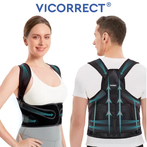 VICORRECT Adjustable Posture Corrector for Men and Women, with Adjustable Shoulder Strap and Back Support Plate, Waist Trainer Anti Hunchback, Fitness Shoulder Straps Breathable Healthcare Tool Brace,back to school
