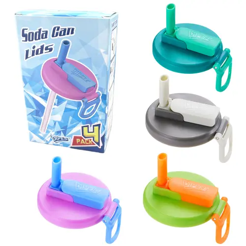 4-Pack Silicone Soda Can Lids with Straws, BPA-Free, Reusable, Leak-Proof, Colorful Set for Soda, Juice, Beverages, Fits Standard Cans, Easy Sipping. Drinks Convenience Children's Day, Straw Spout Lid, Bendable Silicone Drinkware Accessories, Bundled Stra