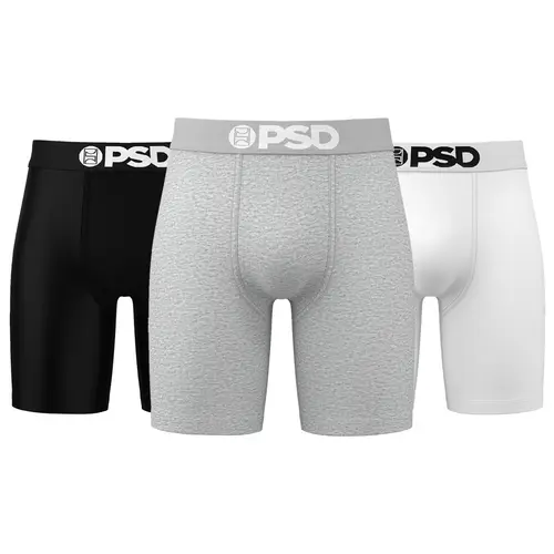 PSD Mens Neutrals Solids Boxer Brief 3 Pack - Standard Length 7 Inch Inseam, Soft and Breathable Cotton Blend Fabric Menswear