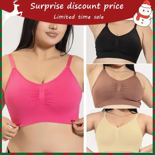 New Women's Wirefree Shaping Bra Unlined Seamless Sports Bra Full Coverage Wirefree Shaping Bra with Adjustable Spaghetti Straps