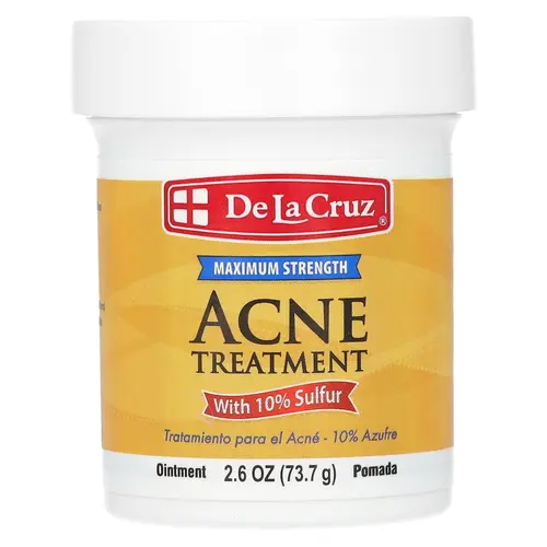 De La Cruz Acne Treatment Ointment with 10% Sulfur, Maximum Strength, 2.6 oz (73.7 g) | HSA/FSA Eligible