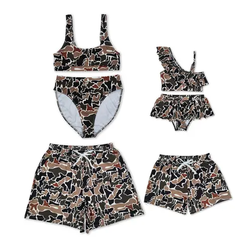Green Brown Camouflage  Swimsuits (All genders & sizes)
