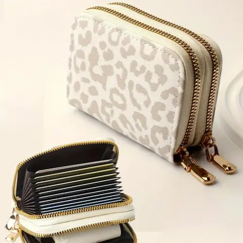 Fashion Leopard Pattern Zipper Trifold Card Holder, 2024 New Style Casual Versatile Fashionable Card Holder for Women, Trendy All-match & Exquisite Card Holder for Daily Use, Purse, Wallet Card Holder, Card Bag