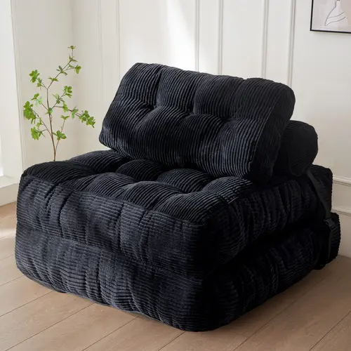 MAXYOYO Corded Folding Sofa Bed, Convertible Sleeper Chair with Pillow Foldable Mattress with Back Support Corduroy Floor Sofa Convertible Futon Sofa