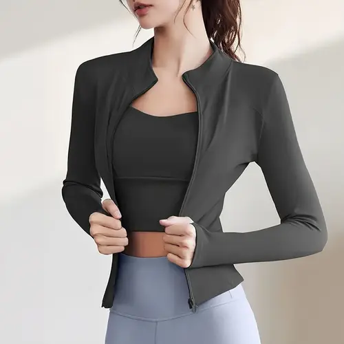 Women's Athletic Full Zip Lightweight Workout Jacket with Thumb Holes Springfresh