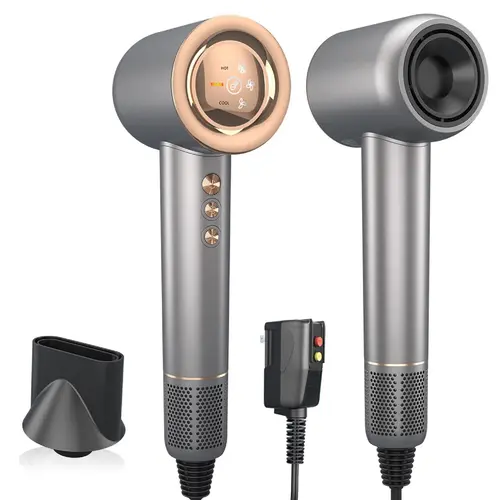 JINRI Hair Dryer, High Speed Ionic Low Noise Blow Dryer with Brushless Motor for Fast Drying, Thermo-Control Quiet Compact Hair Blow Dryer with Magnetic Nozzle for Home Travel Salon, 360g, Silver tiktokshopbacktoschool,back to school,back to school haul