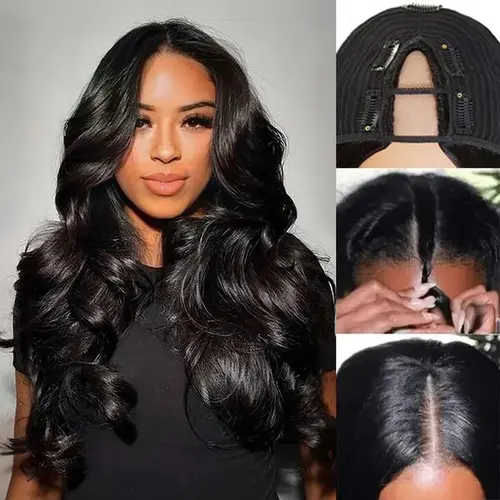 Recool Hair Yaki Loose Body V Part Wig Half Wig Invisible Drawstring Human Hair Wig 180% 250% Density Real Scalp No Leave Out Glueless Wig High-Quality 100% Human Hair Beginner Friendly
