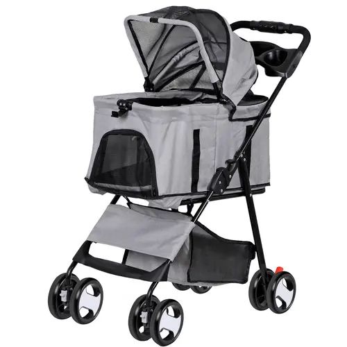 Segawe 3-in-1 Portable Puppy Stroller - Detachable Seat, Fabric Construction, MDF Components, Metal Frame, Cup Holders, Airflow Mesh Outdoor Animal Carrier Jogger for Small-Medium Dogs & Cats, Foldable Puppy Stroller, Oxford Cloth, Enclosure, Plastic