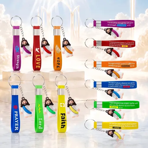 12/24Pcs Mini Jesus Keychains Jesus Love You Keychains with Bible Verse for Students Teachers Back to School Gifts Christian Trendy Keychain for Backpack Car Key Accessory Inspirational Gifts Church Sunday School Baptism Gift Religious Party Favor