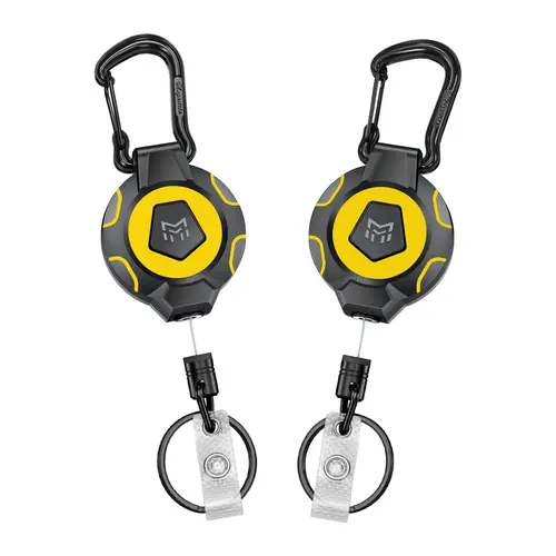 MNGARISTA 2-Pack Sturdy Upgraded Retractable Keychains, 10 oz Retraction, 31.5" Stainless Steel Cord, Heavy Duty Carabiner ID Badge Holder, Polycarbonate Everyday Carry Reel with Badge Strap & Key Ring Clip