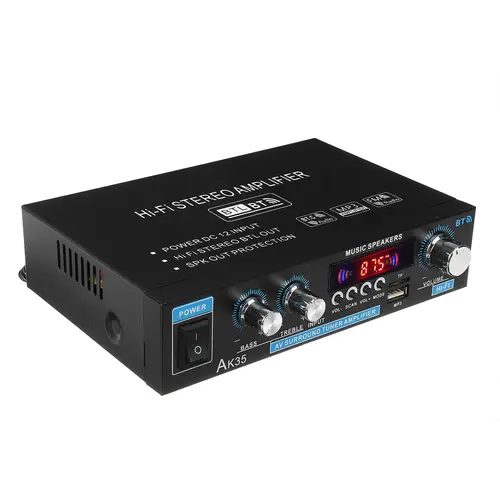 Compact 30W+30W Digital Hi-Fi Sound Mini Amplifier - Bluetooth 5.0, USB, FM Radio, TF Card, Remote Control, 110V US Plug, Aux, Plug-In Setup, Hands-Free Bluetooth Adapter, Car Audio Accessories for Home & Car Use