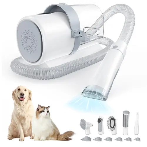 Sweetcrispy Professional Clean Pet Grooming Vacuum Kit with Cordless Low-Noise Dog Clippers, 5 Groomer Tools, 2.5L Capacity & Accessories for Cats, Dogs