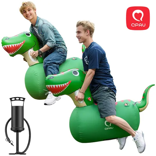 QPAU Inflatable Bouncy Dinosaur Toys 1/2 PCS with Hand Pump, Heavy Duty Giant Bouncy Pal, 220lbs Load Capacity, Ride On Bouncy Animal Hopper Toy, Indoor Outdoor Bouncers for Girls Boys Ages 5+ Adventure Durable Laughter, Halloween