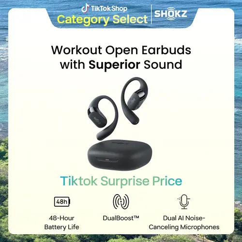 SHOKZ OpenFit 2 Open-Ear True Wireless Bluetooth Headphones with Audio, Button, Dynamic Driver, 48-Hour Battery Life, DualBoost Sound, Microphone, Fast Charging, IP55 Water-Resistance, Find My Earbuds Feature,back to school,back to school haul