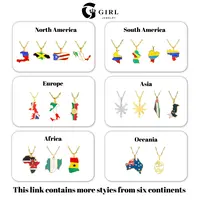 GGRIL 18K Gold Plated World Map Necklace With Gift Box | 200+ Countries National Flag Pendant Durable Titanium Steel Personalized Jewelry for Men Women Ideal Gift for Travel Lovers City Walk Enthusiasts Graduates Anniversary