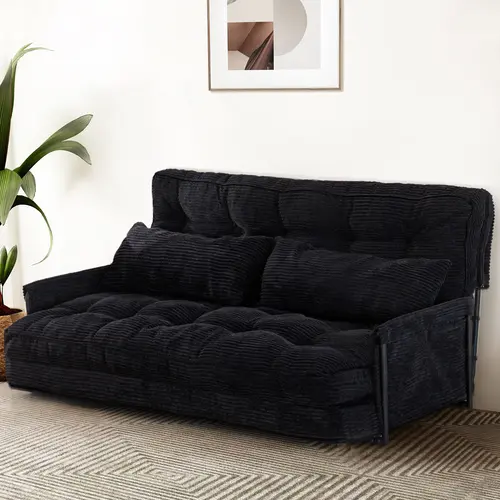 deals for you MAXYOYO Adjustable Floor Sofa Bed with 2 Pillows, Multi-Functional Bean Bag Sleeper Bed with Armrest for Reading Gaming, Full Size Upholstered Tufted