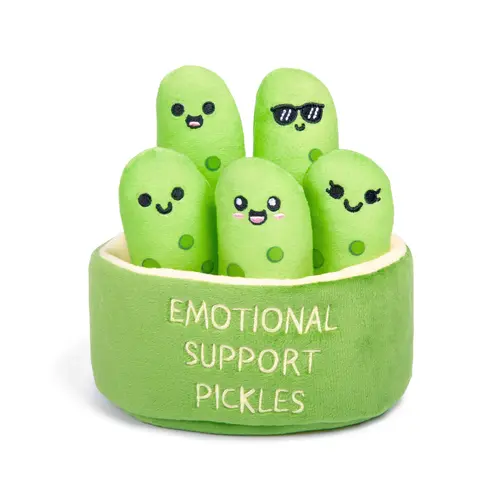Emotional Support Pickles by Relatable, Cuddly Stuffed Animals and Plushies Set, Small Gifts for Mom, Includes 5 Pickles Plush Toys with Carrying Basket, Mother’s Day Gifts for Mom
