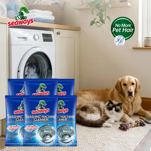 Seaways Household Washing Machine Cleaner (1-Year Supply) - All-Purpose Cleaning Granules, Mold Stain Remover, Pet Hair Buildup Remover, Odor Cleanup Powder, Home Cleaning Supplies for All Washer Types