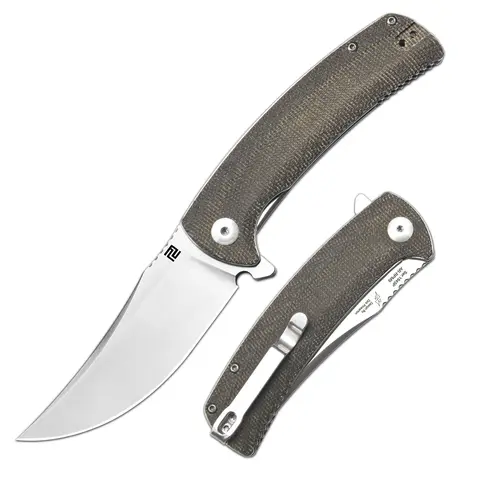 Dirk Pinkerton Artisan Cutlery Arroyo Pocket Knife - AR-RPM9 Steel Blade, Micarta Handle, 3.53oz - Camping Tools, EDC Survival Tool, Outdoor Survival EDC, Portable Everyday Carry Knife for Men, Father's Day Gift