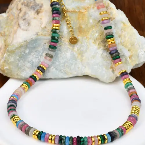 Natural Stone Beaded Necklace, Boho Style Jewelry for Women, Fashion Accessory for Party & Daily Wear, Jewelry for Birthday Gift, Modern Versatile Accessories, Decorative Necklace