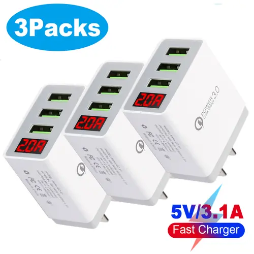 3pack 3-port USB Wall Fast Charger Block USB Cube For Cell Phone Iphone Samsung Android Universal Wall Charger Adpter,back to school,back to school haul