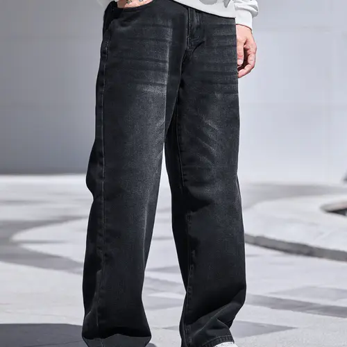 High Waist Spring To Summer Loose Jeans Fall Baggy Straight Leg Denim Pants Trousers