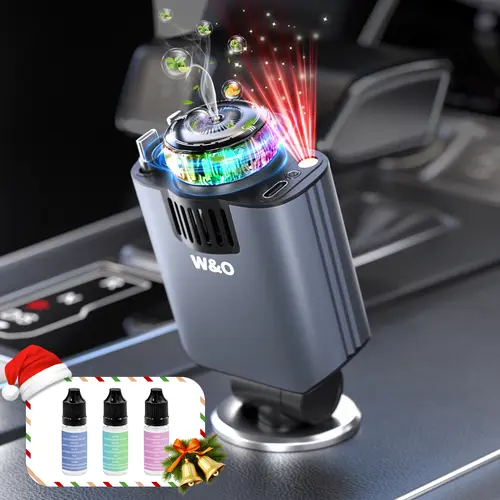 W&O Retractable Aromatherapy Car Charger - USB Mobile Charger, Fast Charging Adapter with Lightning Cable, Dual Charge Port, Earbuds, 3 Starlight Airfreshener Perfume Bottles, Car Accessories, Cars Accessories