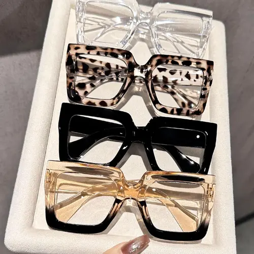 Unisex Fashionable Leopard Pattern Eyeglasses, Stylish Square Frames, Trendy Casual Eyeglasses for Everyday Use, Fashion Accessories for Outdoor Activities, High Quality Eyewear, Classic Fashion Glasses, Square Glasses Set, Trending Glasses