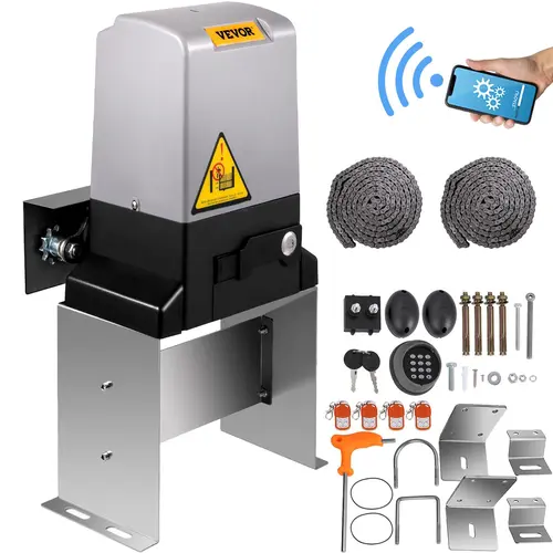 【DealsForYouDays】VEVOR 750W Automatic Sliding Gate Opener, 3300LBS Capacity, 4 Remote Controls, App Control, Automatic On Off, Waterproof Smart Home Accessory