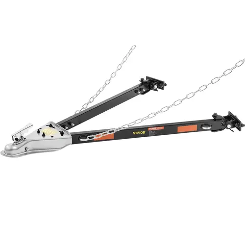 【Summerfinds】VEVOR Car Accessory Bumper-Mounted Tow Bar, 5500 lbs Towing Capacity with Chains, Powder-Coated Alloy Steel, Universal Coupler for 2-Inch Ball Hitch, 39.4-Inch Adjustable Width, for RVs/Trucks, Construction Trailers, Heavy Hauling