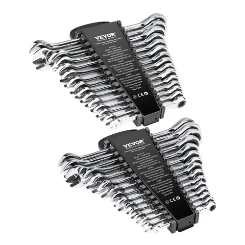 【Summerfinds】VEVOR Combination Wrench Set,  Ratcheting Wrench Set with Organizer Rack, Cr-V Steel Wrench Set , Ideal for General Household, Garage, Workshop, Emergency