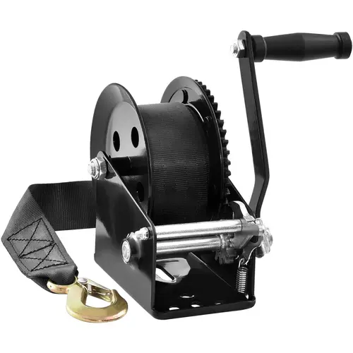 【Summerfinds】VEVOR 1600 lbs Capacity Heavy Duty Hand Winch, 33 ft Synthetic Polyester Strap, 24mm 2-Way Ratchet Crank, Handles Boats, Trailers, and ATVs for Outdoor Vehicle Towing