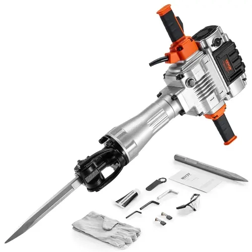 【toolupgrade】VEVOR 2100W Industrial-Grade Electric Demolition Jack Hammer Impact Drill, 1650 BPM Concrete Breaker with T-Shaped Grip, Chisels Set, Storage Case, Gloves, Goggles, Corded Power Tool (Father's Day Gift Option)