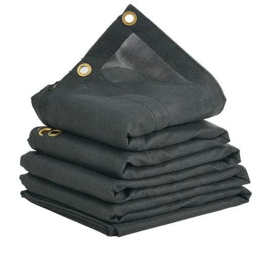 【toolupgrade】VEVOR Dump Truck Mesh Tarp, dump truck tarp for roll up system, PVC Coated Black Heavy-Duty Cover with 5.5" 18oz Double Pocket, Brass Grommets - Manual & Electric Dump Truck Compatible,car accessories