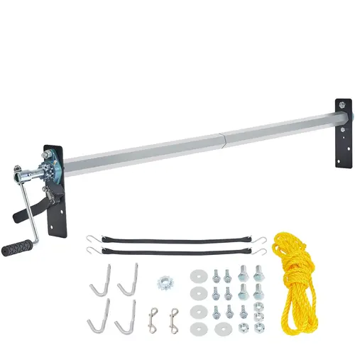 【toolupgrade】VEVOR Rustproof Aluminum Alloy Hand Crank Tarp Roller (No Tarp), Adjustable Length 64-104 in, Manual Cab Level with 7-inch Handle, Custom Fit on Demand for Dump Trucks, Trailers, Manual Pull