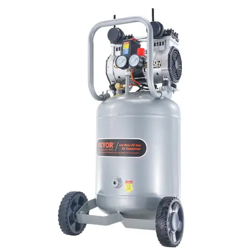 【BackToSchool】VEVOR 13 Gal Oil-Free Air Compressor - 2HP, 4.6 SCFM@90PSI, 125PSI Max Pressure, 66dB Ultra-Quiet Portable Hardware Tool with Wheels for Pneumatic Tools, Tire Inflation