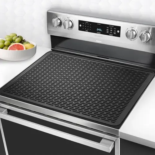 Durable Silicone Glass Top Stove Cover for Electric Stoves & Induction Cookers - Heat-Resistant, Large, Waterproof Flat Kitchen Mat, Black-Grey, New Year Gift