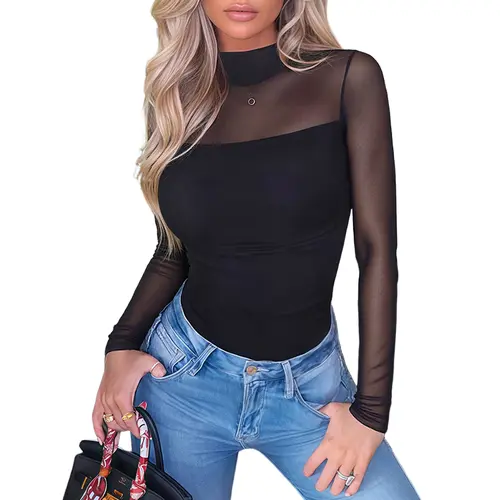 Avidlove Women Long Sleeve Bodysuit Turtle Neck Shapewear Body Suits Mesh One Piece Leotard Shirt Going Out Tops Fall Outfits