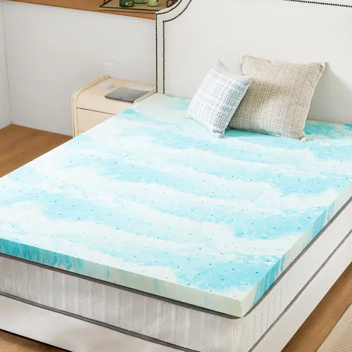 37x79x3" Premium Gel-Infused Swirl Memory Foam Cooling Mattress Topper - Breathable Mattress Pad, Temperature Control, Soft, Supportive, Easy to Set Up, Compressed Pack for Simple Transport, Reduces Tossing & Turning, Bedding Accessory, Dry Clean Only, Du