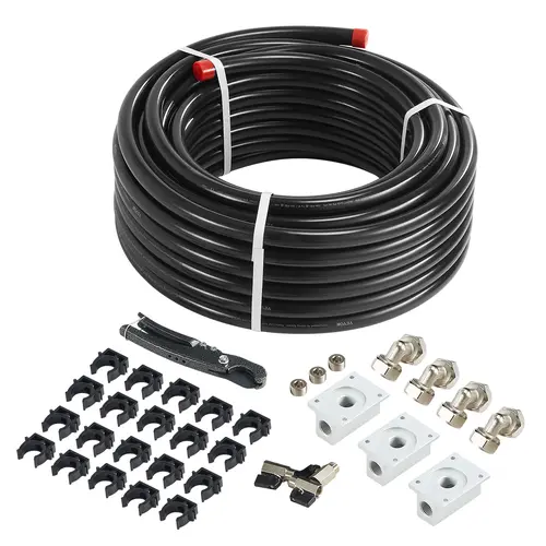 【BackToSchool】VEVOR 100FT x 3/4" HDPE-Aluminum Compressed Air Line Kit Full Set, Reinforced Flexible Tube Hose, 160 psi (140°F) Leak-Proof Pressure-Resistant Easy-to-Install for Garages Workshops, Black
