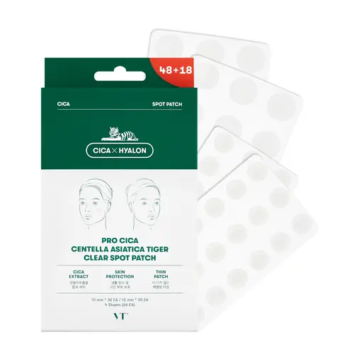 [VT COSMETICS] Pro CICA Centella Asiatica Tiger Clear Spot Patch 66 Patches with CICA & Tiger Care | Acne Spot Treatment, Acne Patch, Blemish Care, Pimple Patch, Soothing & Targeted Spot Care | Face, Trouble Spots | Korean Skincare