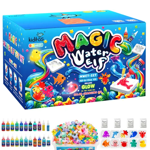 Kiditos Magic Water Elf Toy Kit with Magic Gels, Molds - Imaginative Play, Birthday Gifts, Party Favors, and Family-Friendly DIY STEM Projects for Kids,back to school