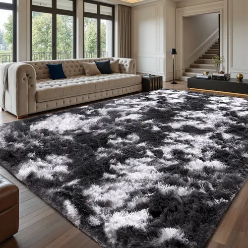 FAMVAL Large Modern High Pile Shaggy Area Rug - Super Soft Non-Slip Rectangular Carpet, Kid-Friendly Rugs for Bedroom, Cozy Household Textile for Living Room