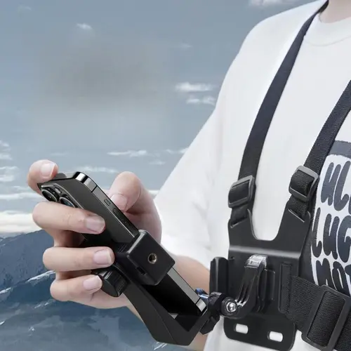 Adjustable Rubber Chest Harness Strap Phone Holder - Secure Universal Smartphone Accessory, Clip-On for Action Camera POV, Portable Phone Stand Compatible with iPhone Plus, Samsung Cellphone, Modern Phone Mount