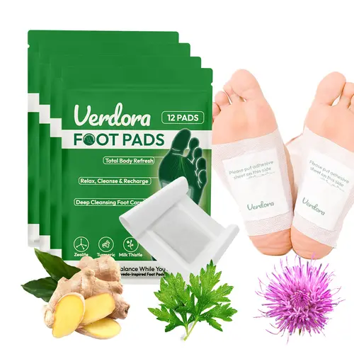 48 Pcs Natural Herbal Foot Pads for Adults - Bamboo Vinegar, Ginger Powder, Botanical Extracts, Stress Relief, Pain Relief, Prop 65 Safe Adhesive Hand & Foot Care Therapy Sheets