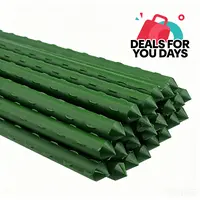 48in Steel Plant Stakes - Green Plastic Coated, Non-Slip Bump Design, Sharp Points for Easy Placement, Climbing Vegetable Supports, Prevents Leaning, Both Uses for Potted Plants, Use Installation Tool on Hard Ground, Climbing Vegetable Plant, Pr