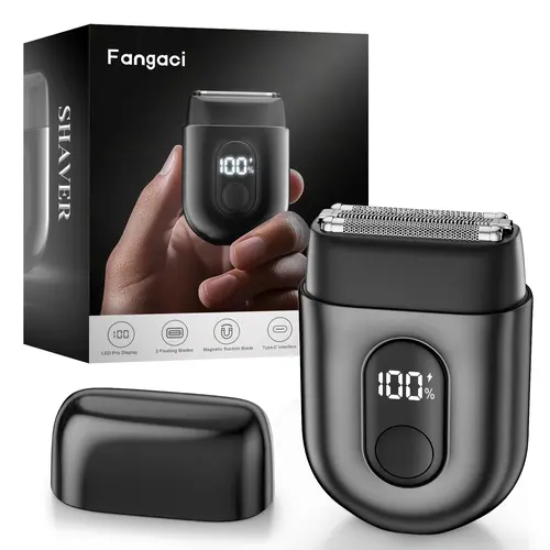 [Tiktokshopbacktoschool]Fangaci Men's Mini Electric Razor, Upgraded Triple Blades Floating Head Foil Shaver, IPX7 Waterproof Showerproof, LED Display, USB Type-C Rechargeable, Smart Travel Lock, Smoothing Accurate Shaving, Father's Day Gift for Guys
