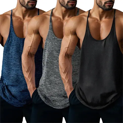 LEHMANLIN Men's Bodybuilding Tank Top Gym Sweatshirt Stretch Y-Back Muscle Beach Vacation Quick-Drying Top (3-Pack) Training Thin Strap Fathersdaygift tank tops for men Athletic Wear Sleeveless Design Workout Breathable Free Movement  No Sewn Tags Lightwe